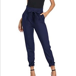 NWT Paper bag pants w/ waist & ankle ties